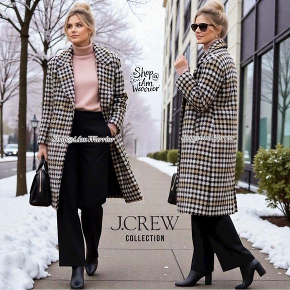 J.Crew Collection large check houndstooth double breasted coat *shop@iamwarrior - Picture 1 of 16